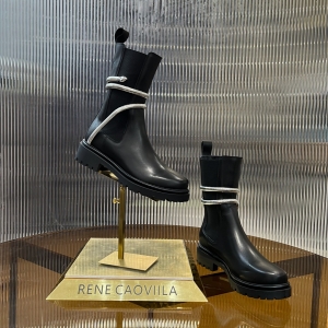 rene caovilla cleo combat black biker boots shoes